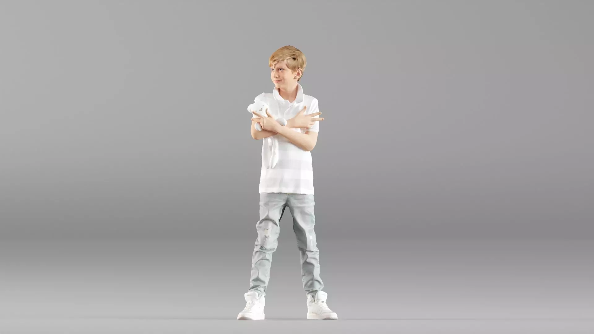 S00029 Boy Holding a Toy Low-poly 3D model_7