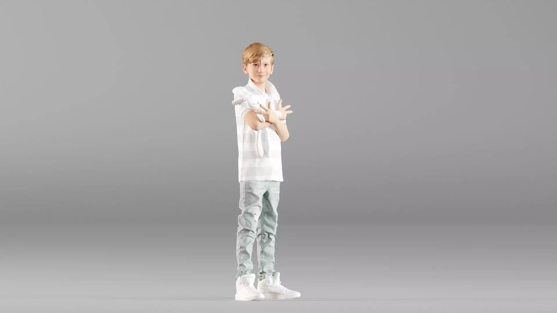 S00029 Boy Holding a Toy Low-poly 3D model_2