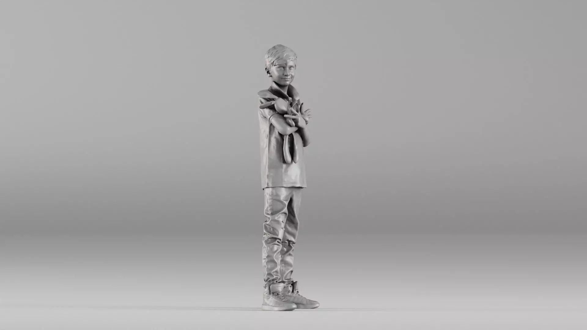 S00029 Boy Holding a Toy 3dp 3D print model_2