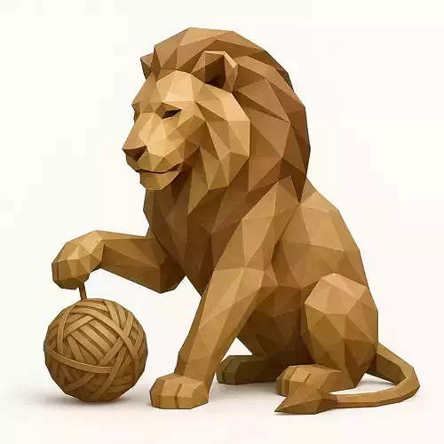 Majestic Lion  Detailed 3D Sculpture for Printing