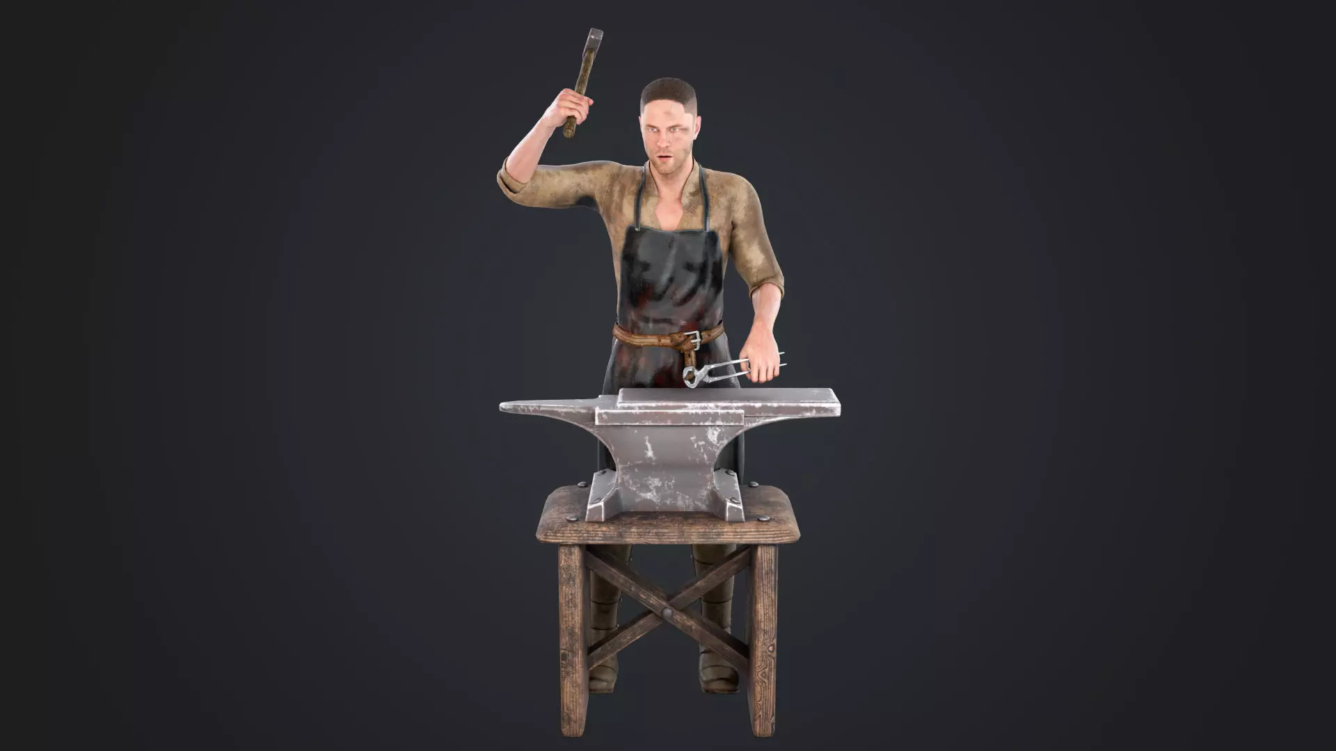 Blacksmith Low-poly 3D model_1