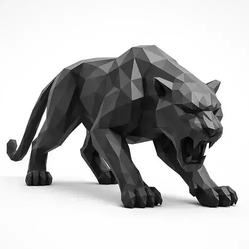 Elegant Panther  Highly Detailed 3D Sculpture