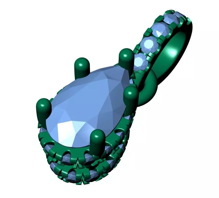 Pear Diamond Halo Pendant 3D print model_7