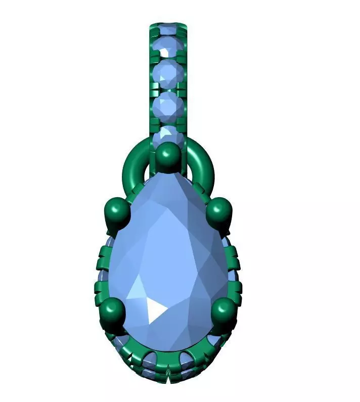 Pear Diamond Halo Pendant 3D print model_12