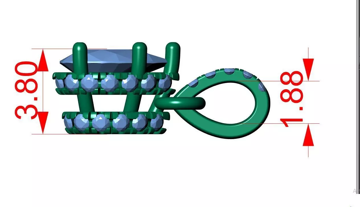 Pear Diamond Halo Pendant 3D print model_6