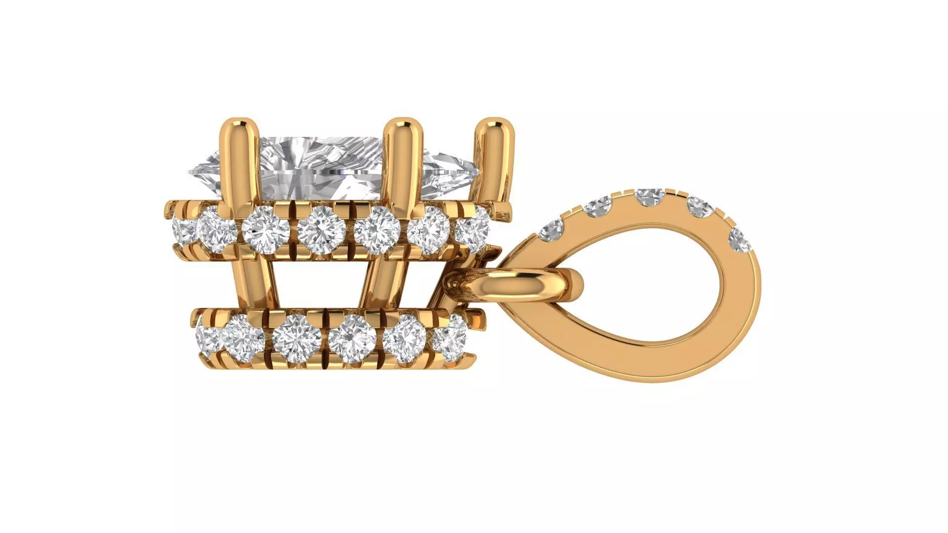 Pear Diamond Halo Pendant 3D print model_5