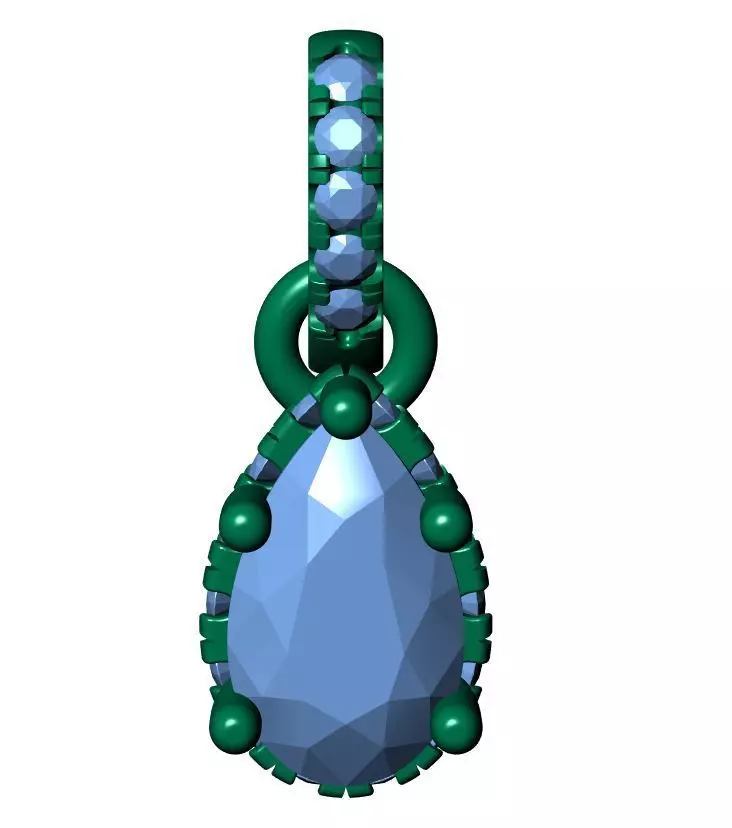 Pear Diamond Halo Pendant 3D print model_11