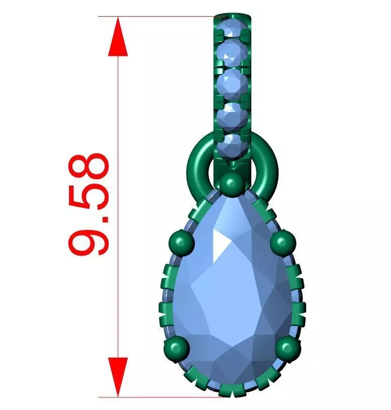 Pear Diamond Halo Pendant 3D print model_10