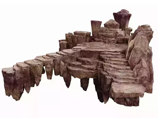 Stylized Cliff Stair Plateau-Game-Ready Modular Canyon Platforms