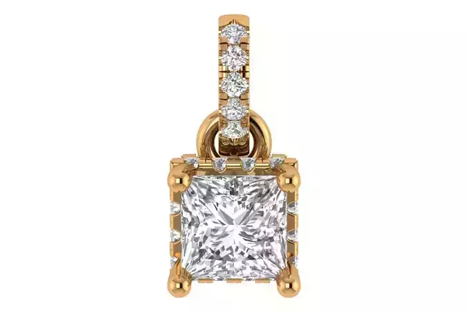 Princess Diamond Halo Pendant