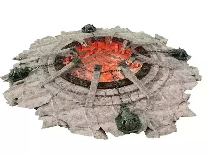 Stylized Ritual Lava Pit - Game-Ready Ruins Arena