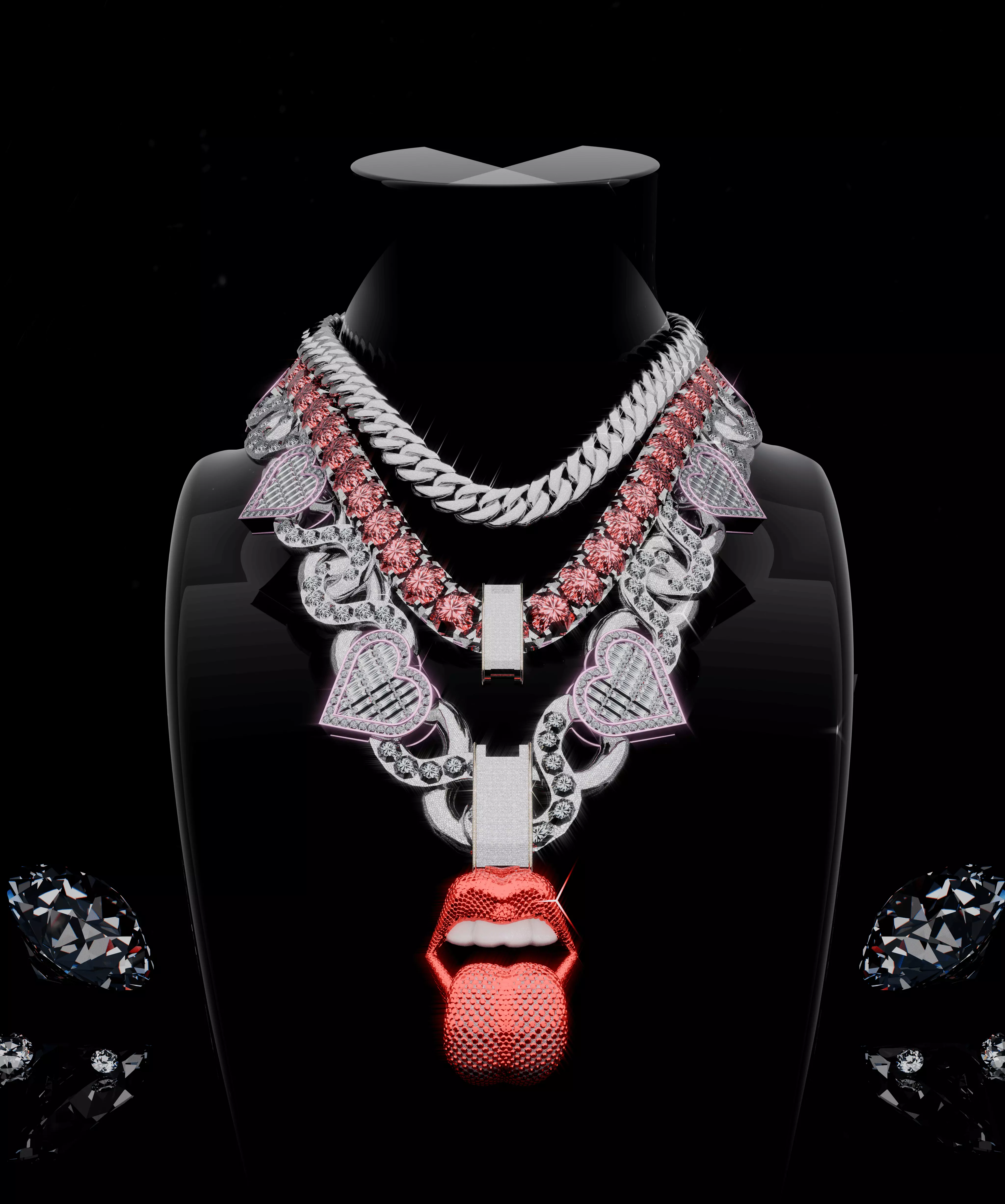 Cadena infinita mujer gta v fivem Low-poly 3D model_1