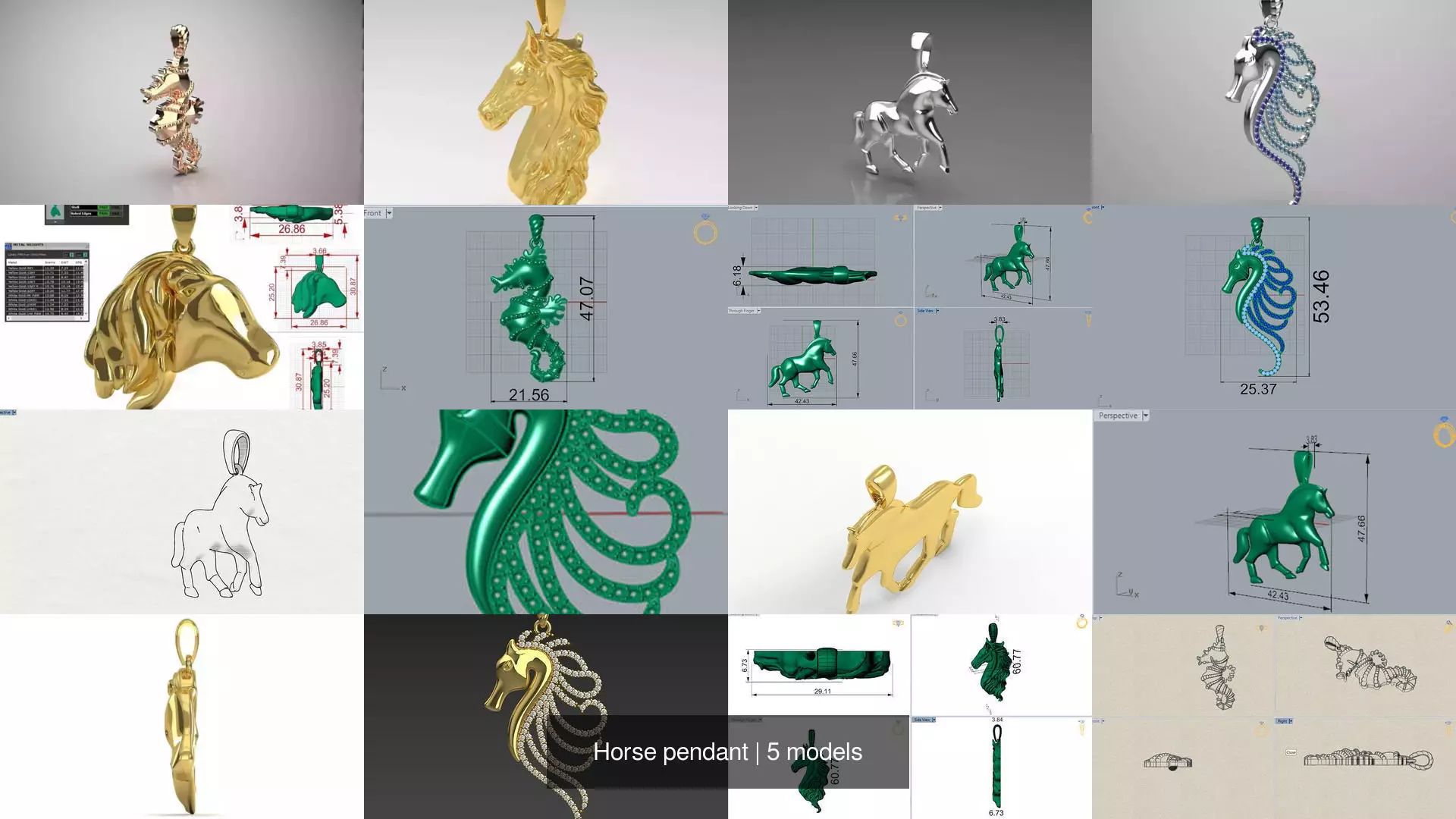 Horse STL 3D pendant 3D Model Collection_0