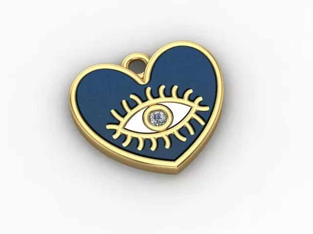Enameled Heart Eye Pendant 3D print model