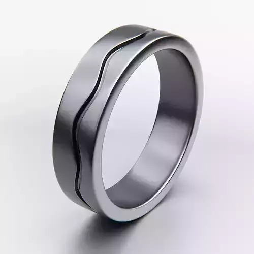 Minimal Wave Band Ring - Modern Smooth Metal 3D Print Model