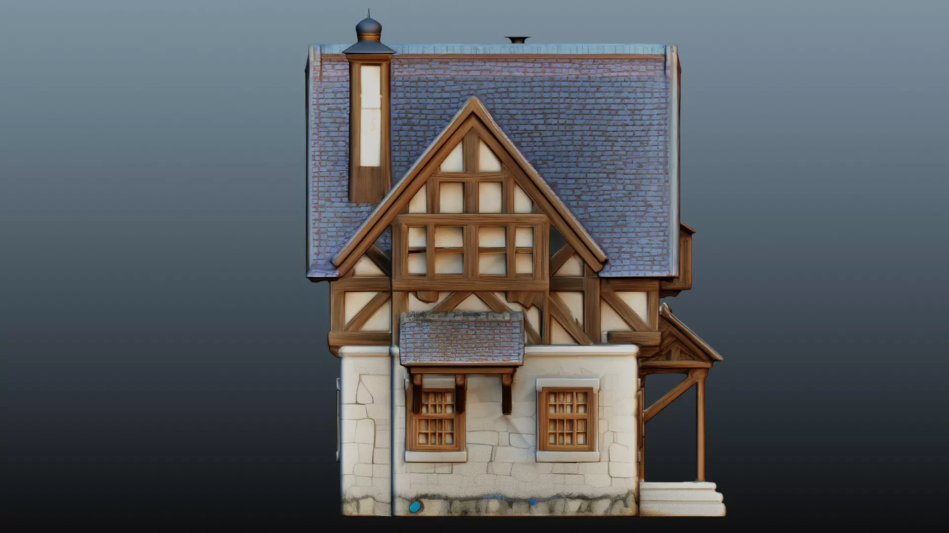 Mediaval fantasy stone house High-Poly 3D model_5