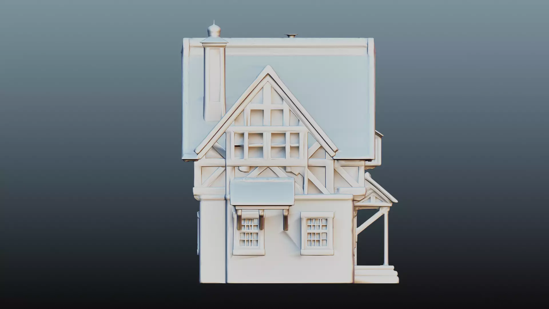 Mediaval fantasy stone house High-Poly 3D model_9