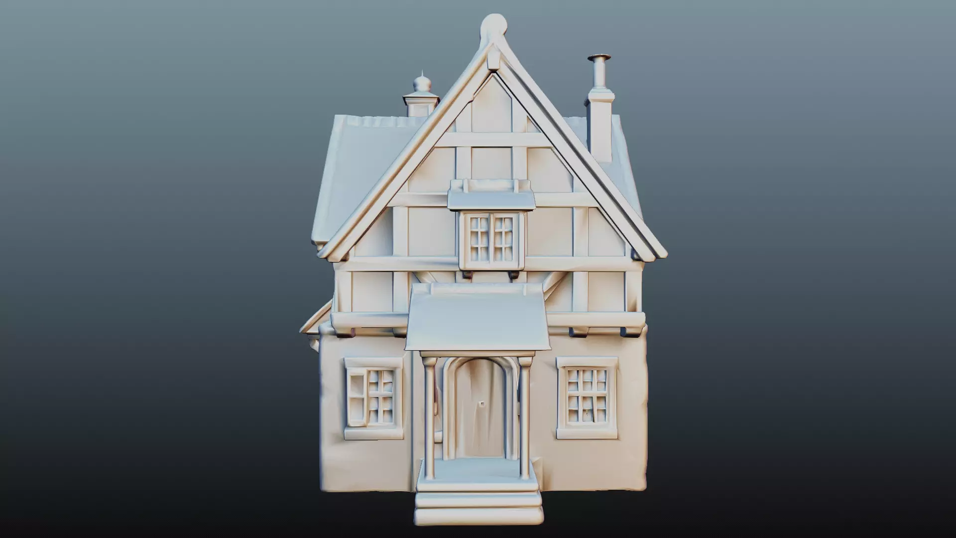 Mediaval fantasy stone house High-Poly 3D model_6