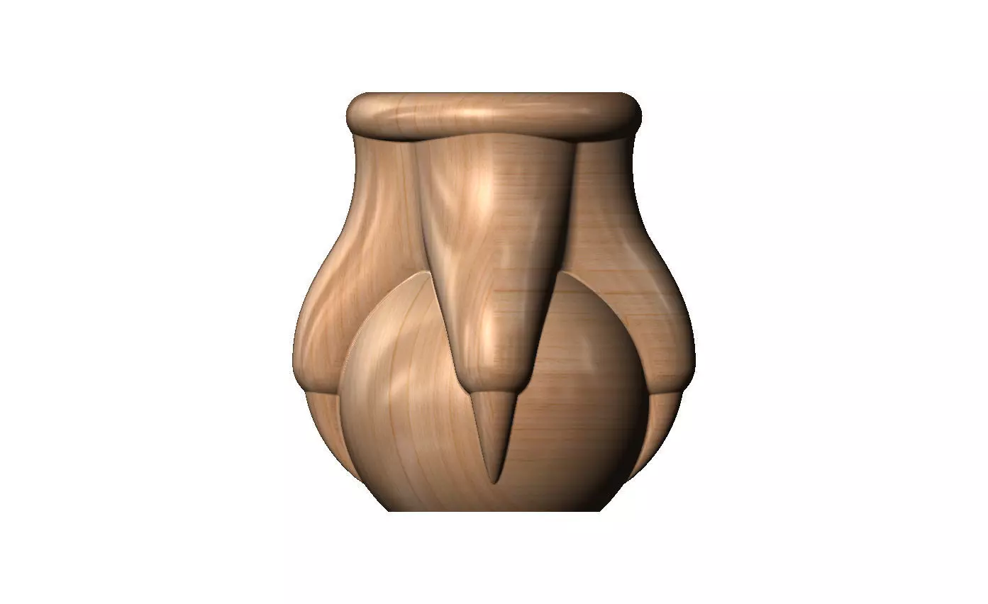 Carved four paws claw legs eagle classic baroque urn and vase 3D print model_9