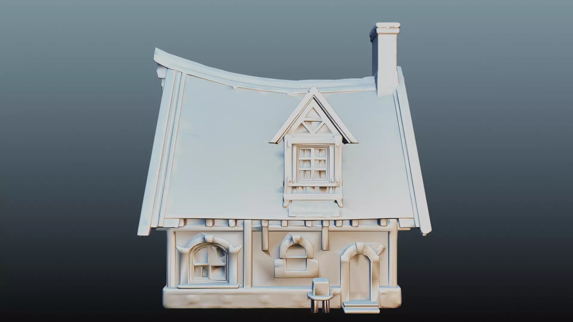 Mediaval fantasy stone house High-Poly 3D model_6