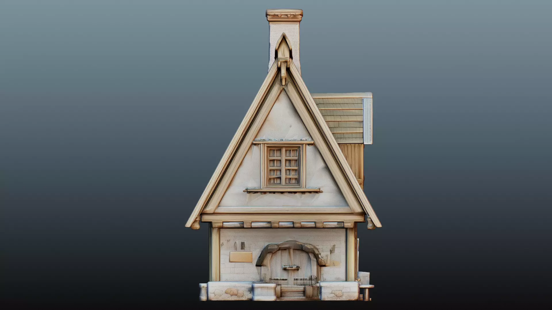 Mediaval fantasy stone house High-Poly 3D model_5