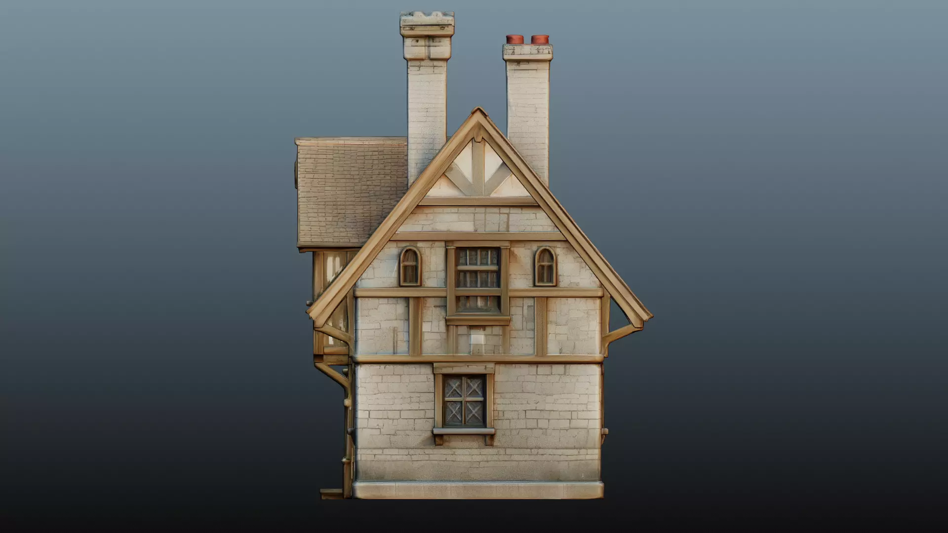 Mediaval fantasy stone house 3D model_4