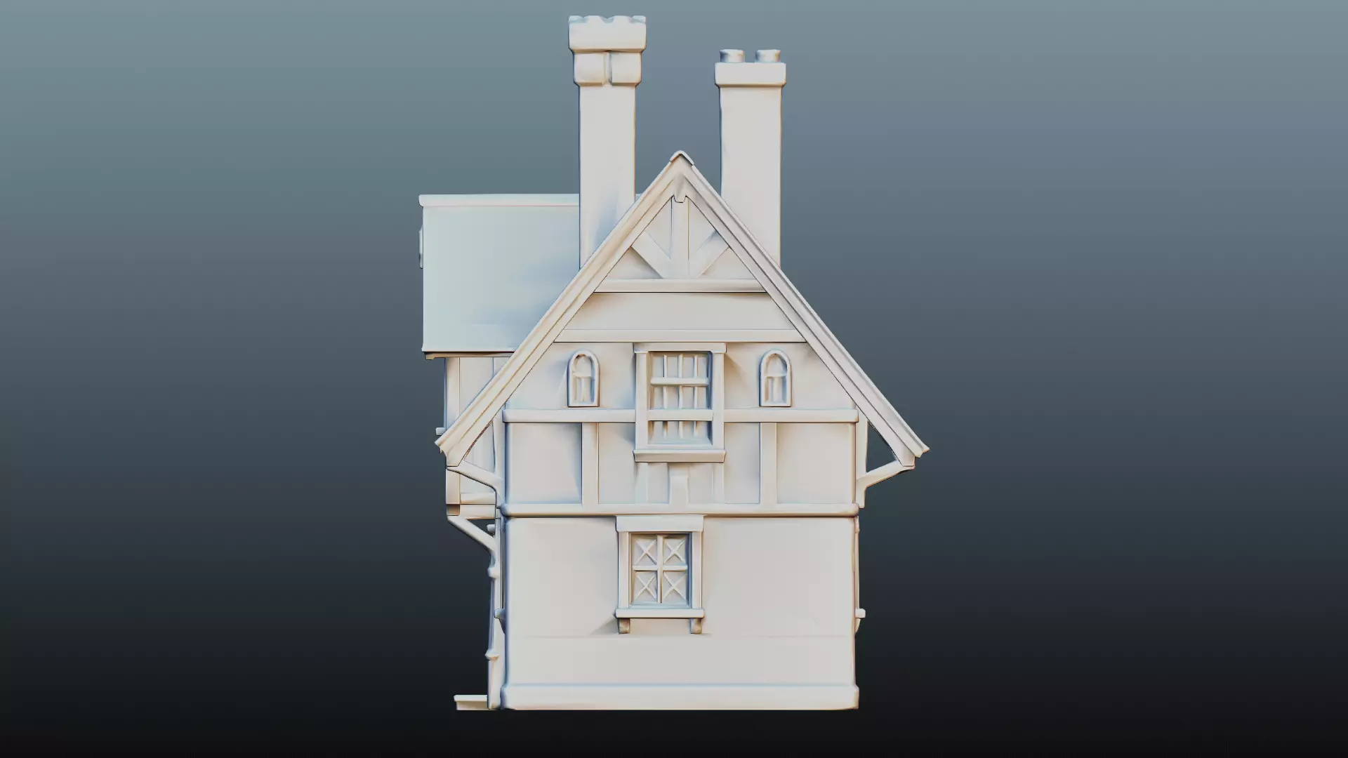 Mediaval fantasy stone house 3D model_8