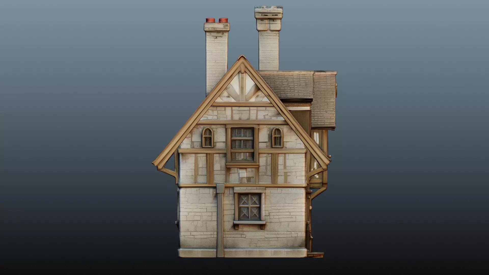 Mediaval fantasy stone house 3D model_5