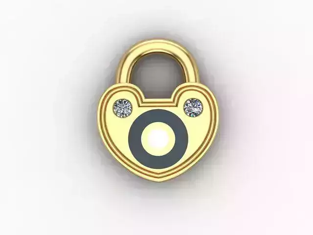 Enameled Heart Lock Pendant