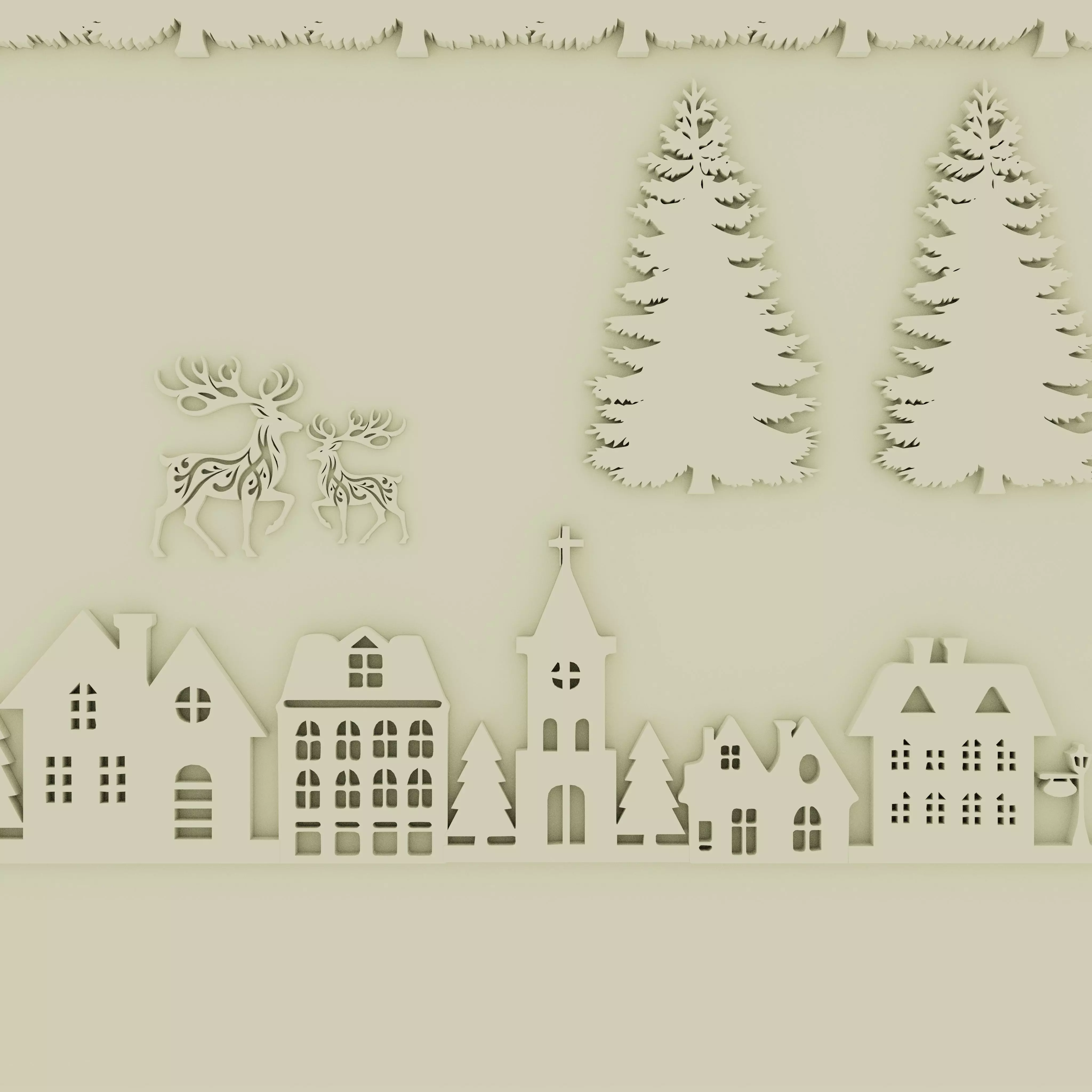 3D Printable Christmas Village Set - Modular Holiday Decor 3D print model_3