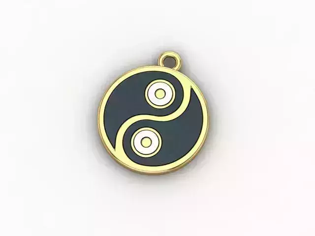 Enameled Yin and Yang Pendant