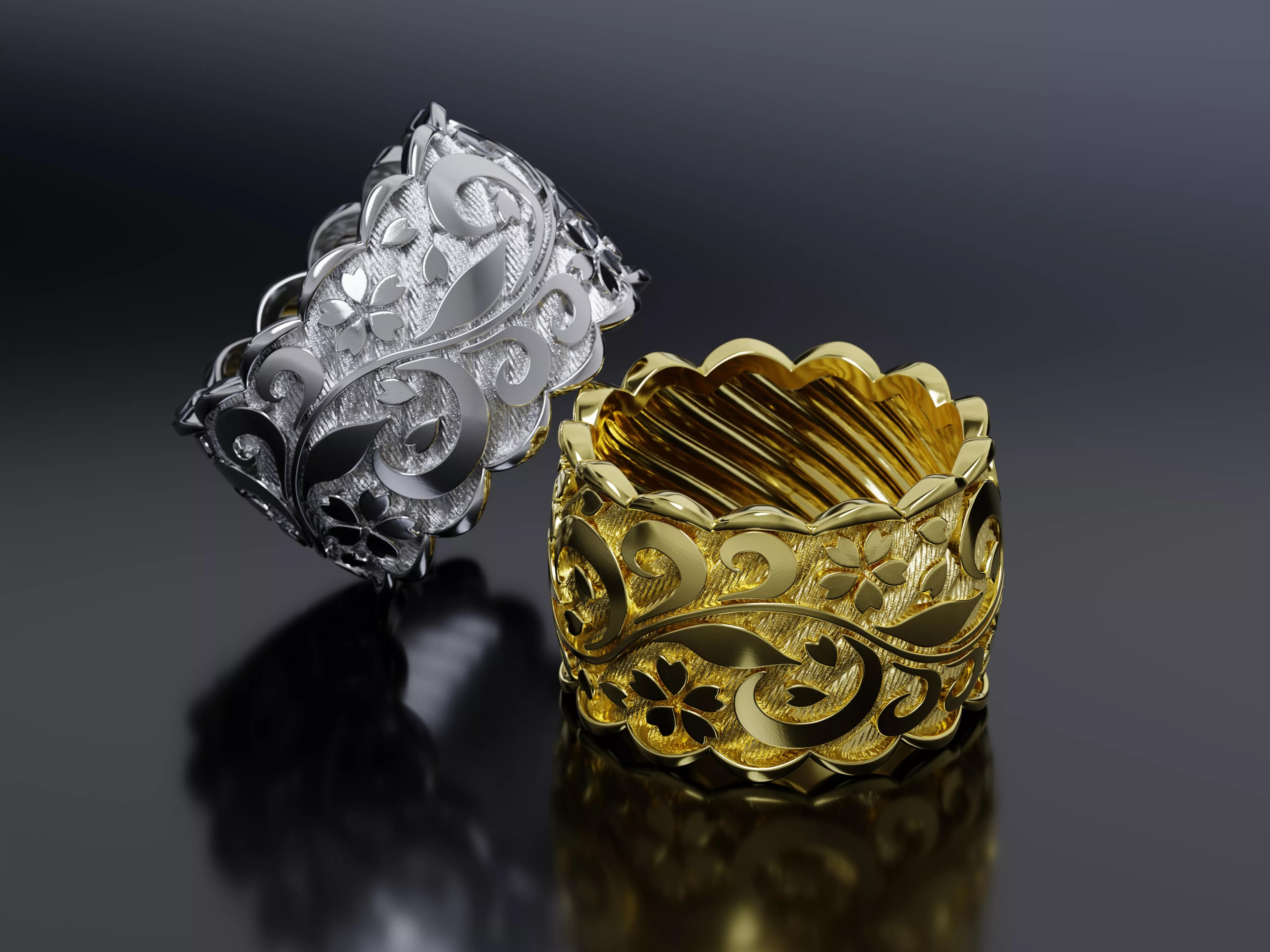 Floral Harmony Sakura Ring 3D print model