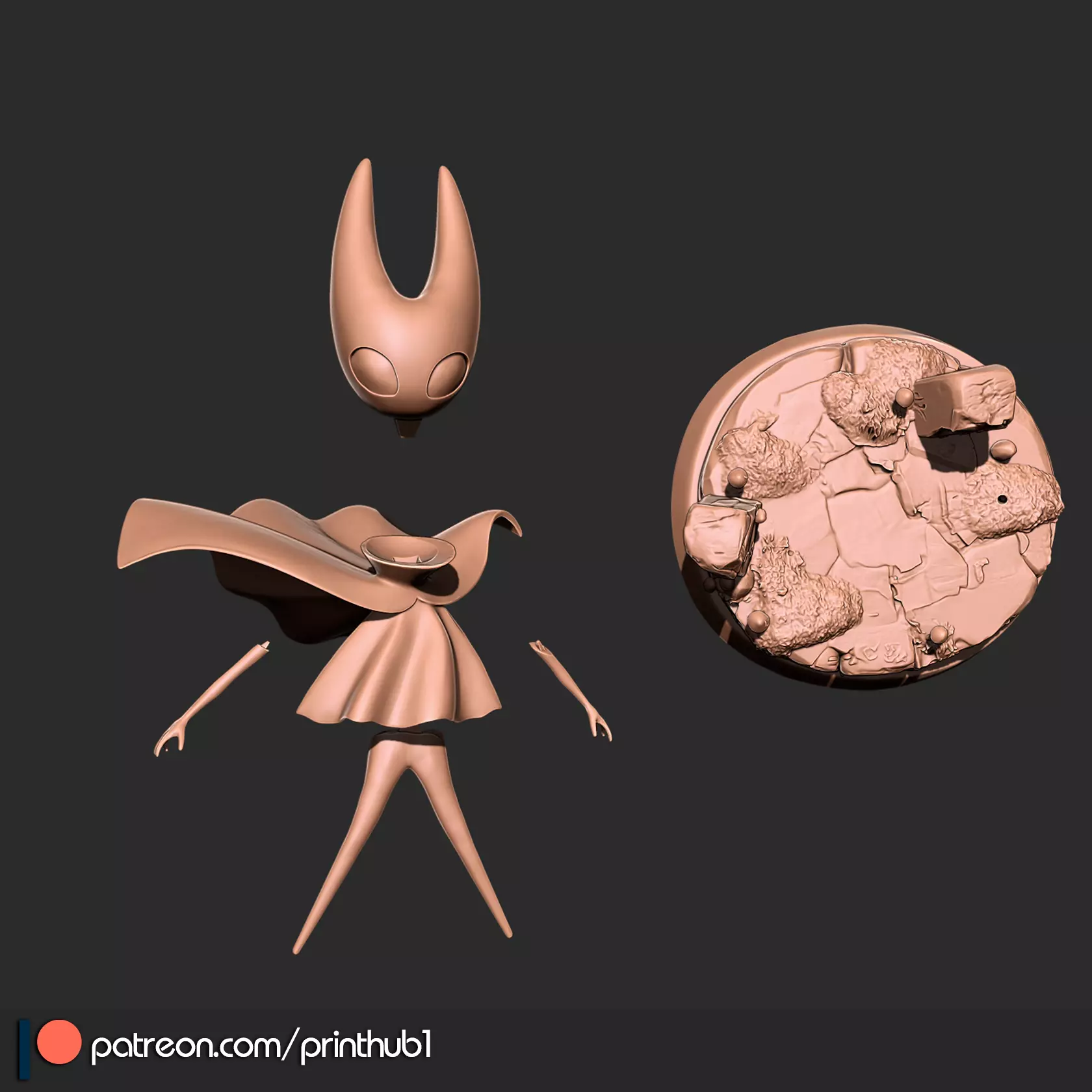 Hollow Knight Hornet Figurine Printable STL Statue 3D print model_5