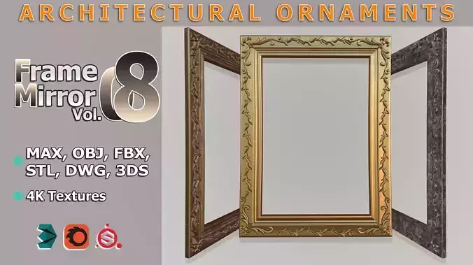 Frame Mirror Ornamental Baroque Style - Vol 08