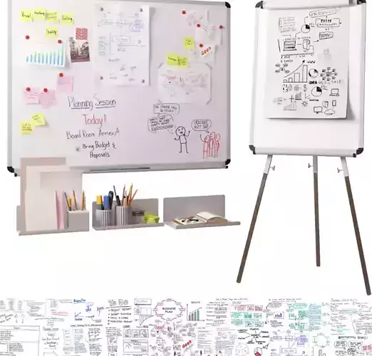 Set for Magnetic whiteboards and Flipcharts 3D model