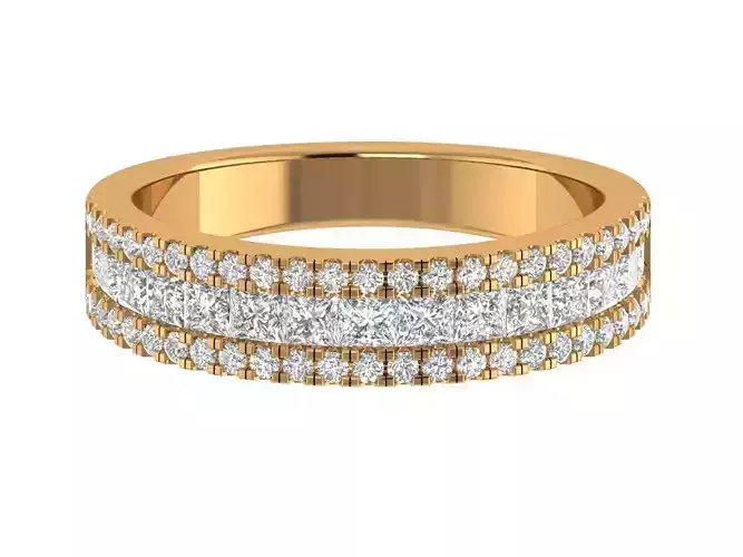 Princess Round Diamond Band