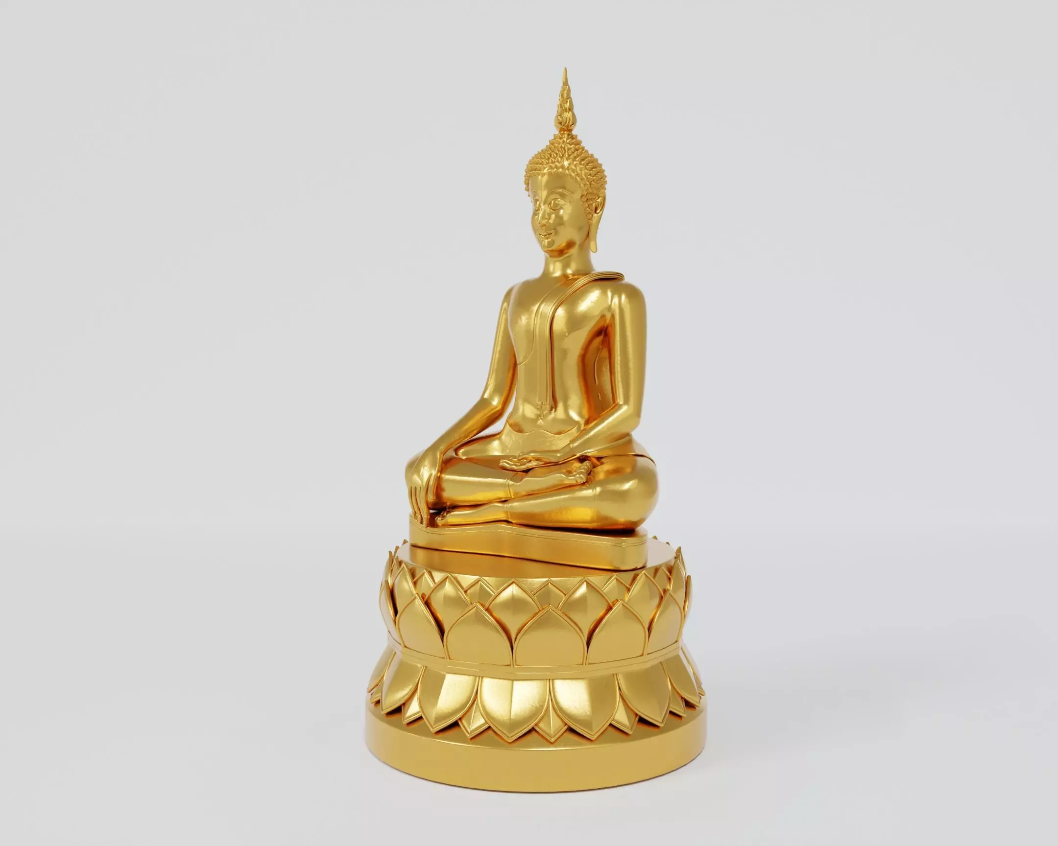 Golden Buddha statue 3D model_4