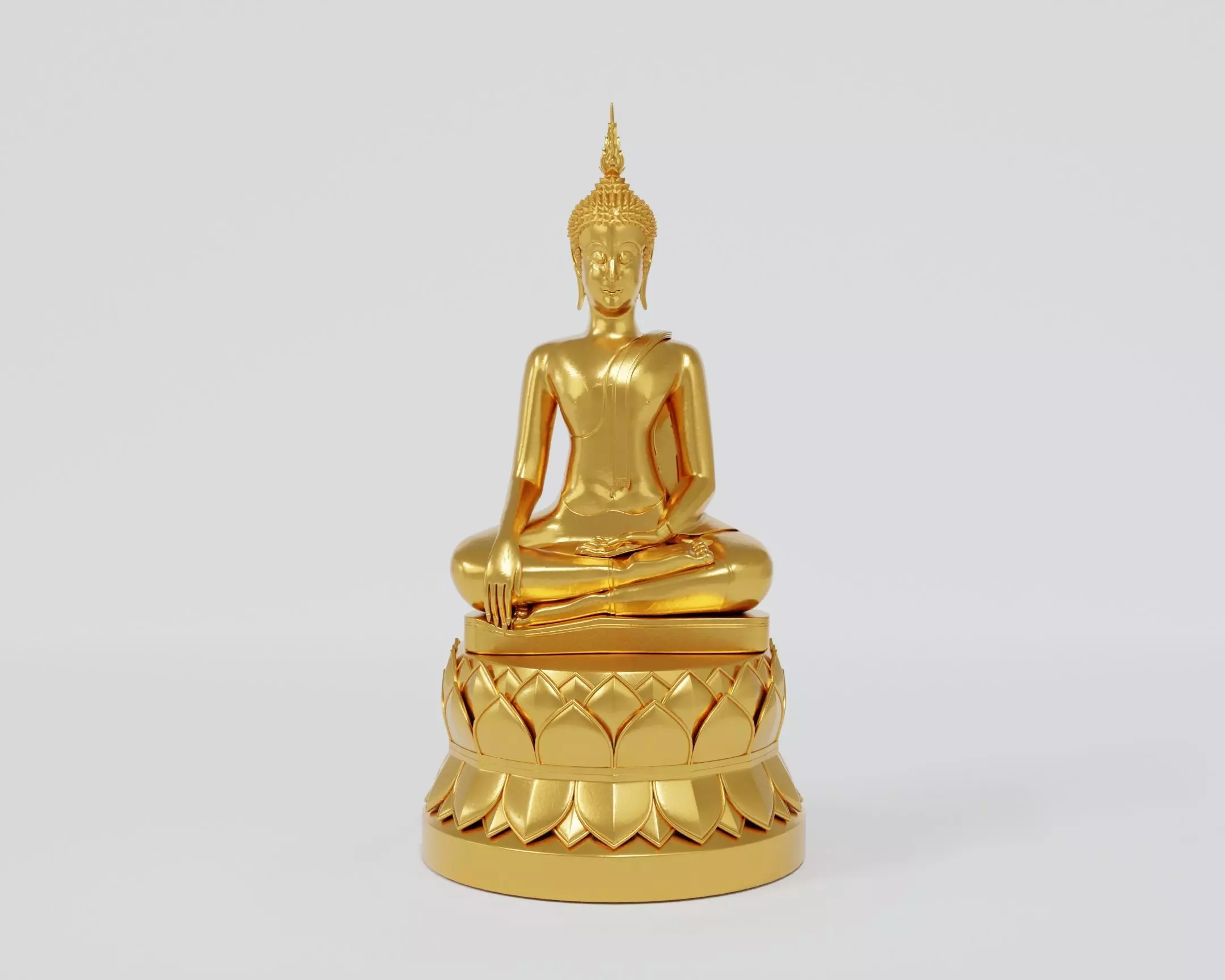 Golden Buddha statue 3D model_0