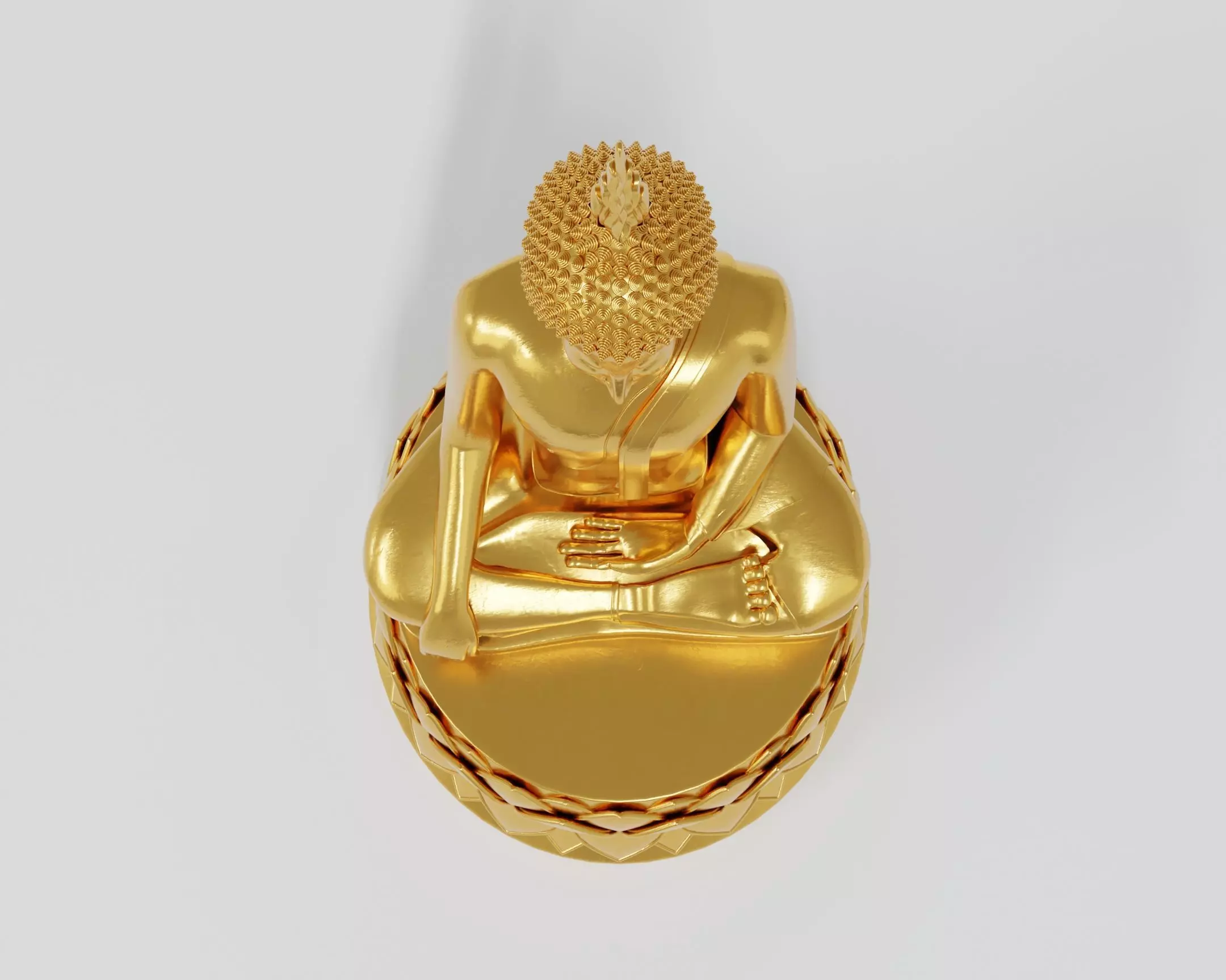 Golden Buddha statue 3D model_5