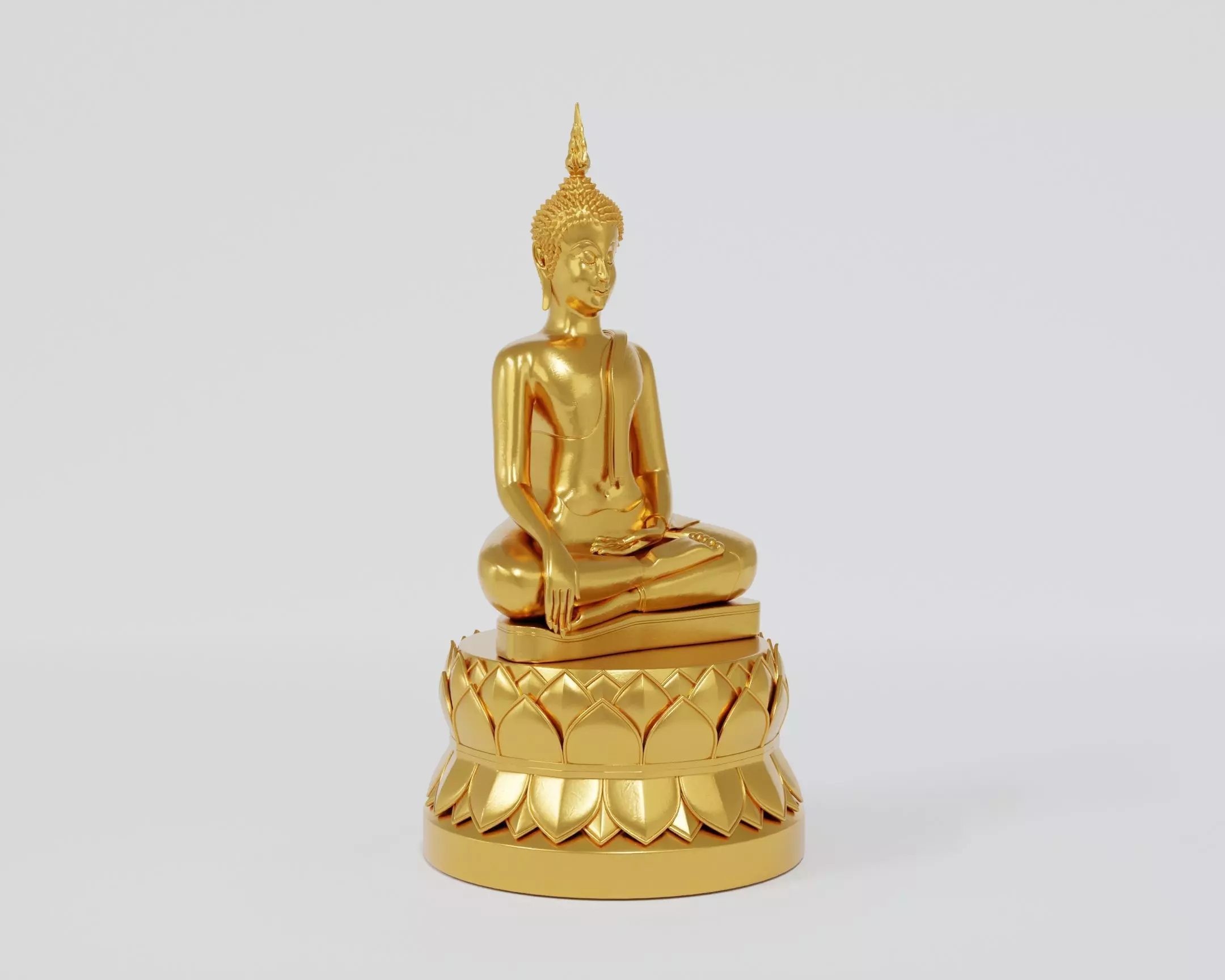 Golden Buddha statue 3D model_1