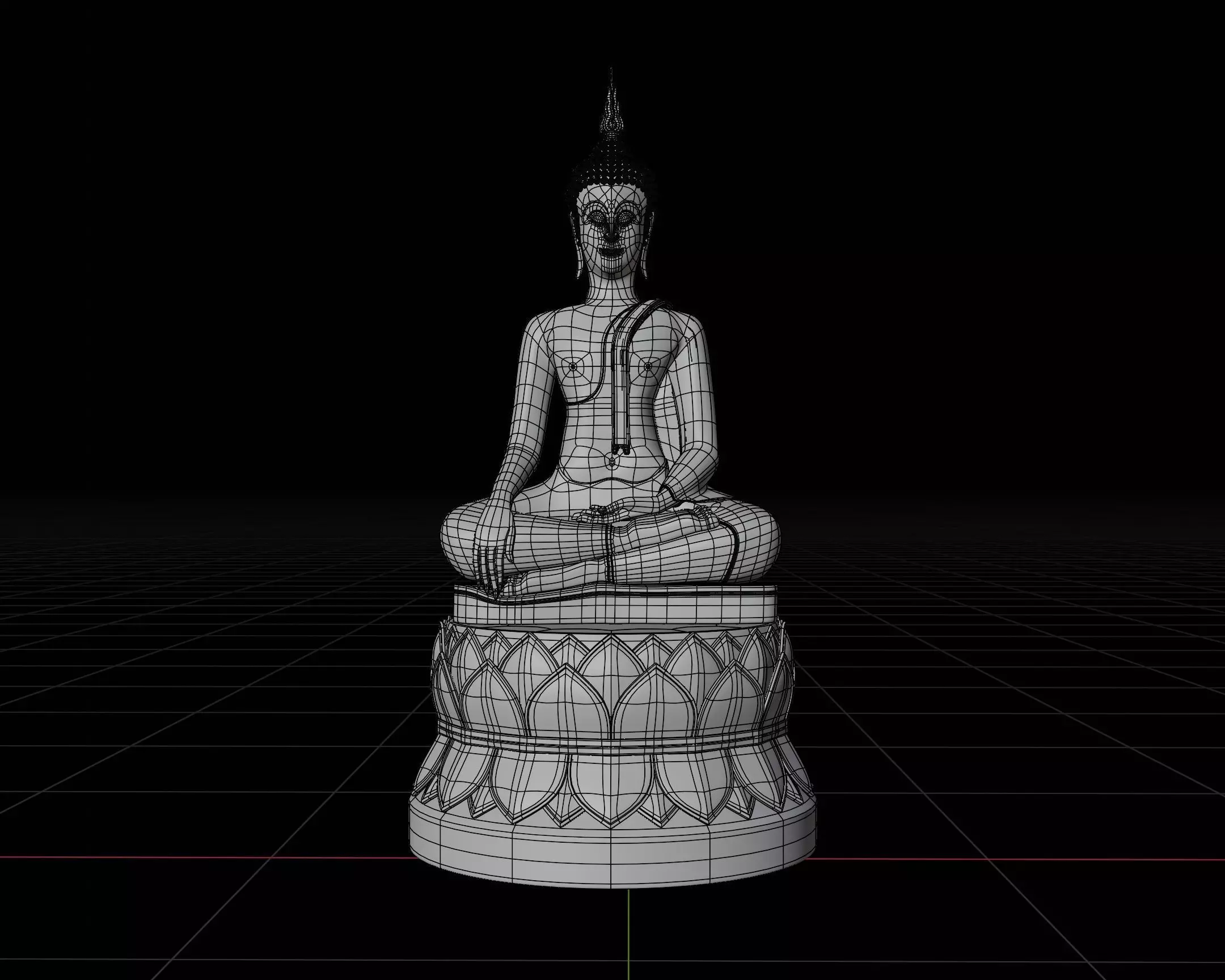 Golden Buddha statue 3D model_7