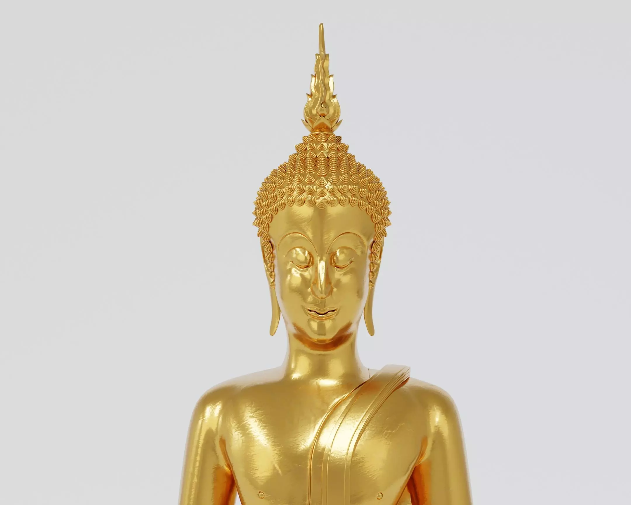 Golden Buddha statue 3D model_6