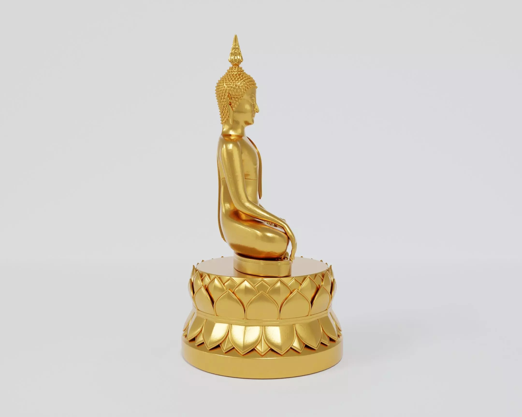 Golden Buddha statue 3D model_2