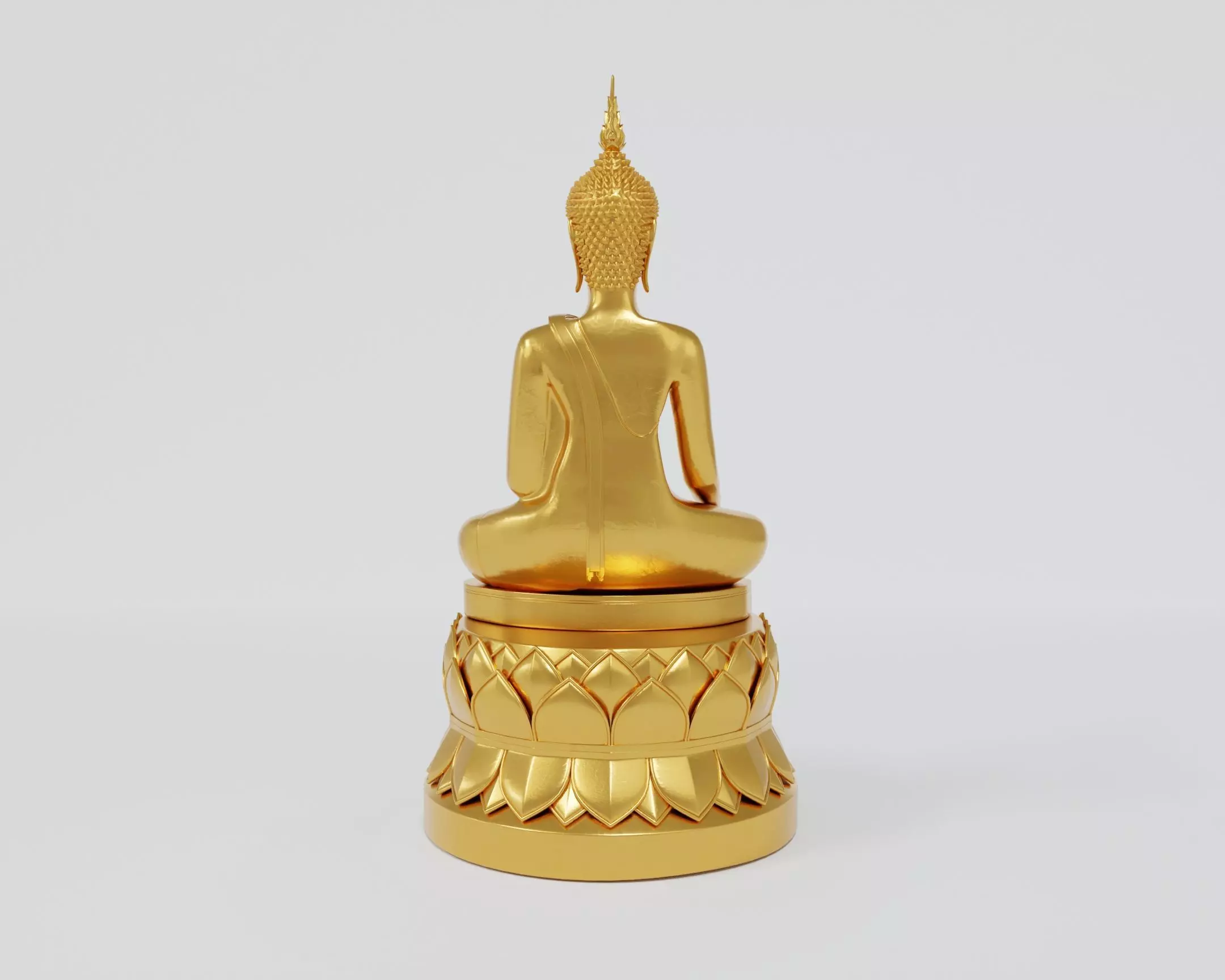 Golden Buddha statue 3D model_3