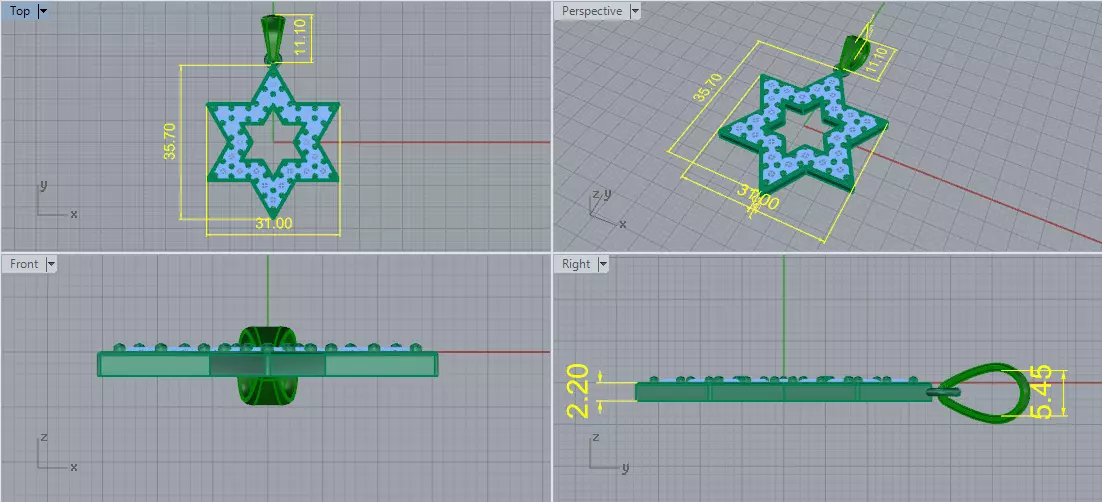 Star of David pendant Model 8142 3D print model_6