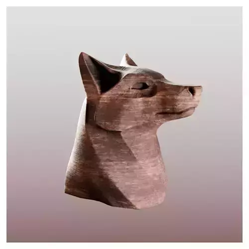 Stylized Wooden Dog Bust Sculpture