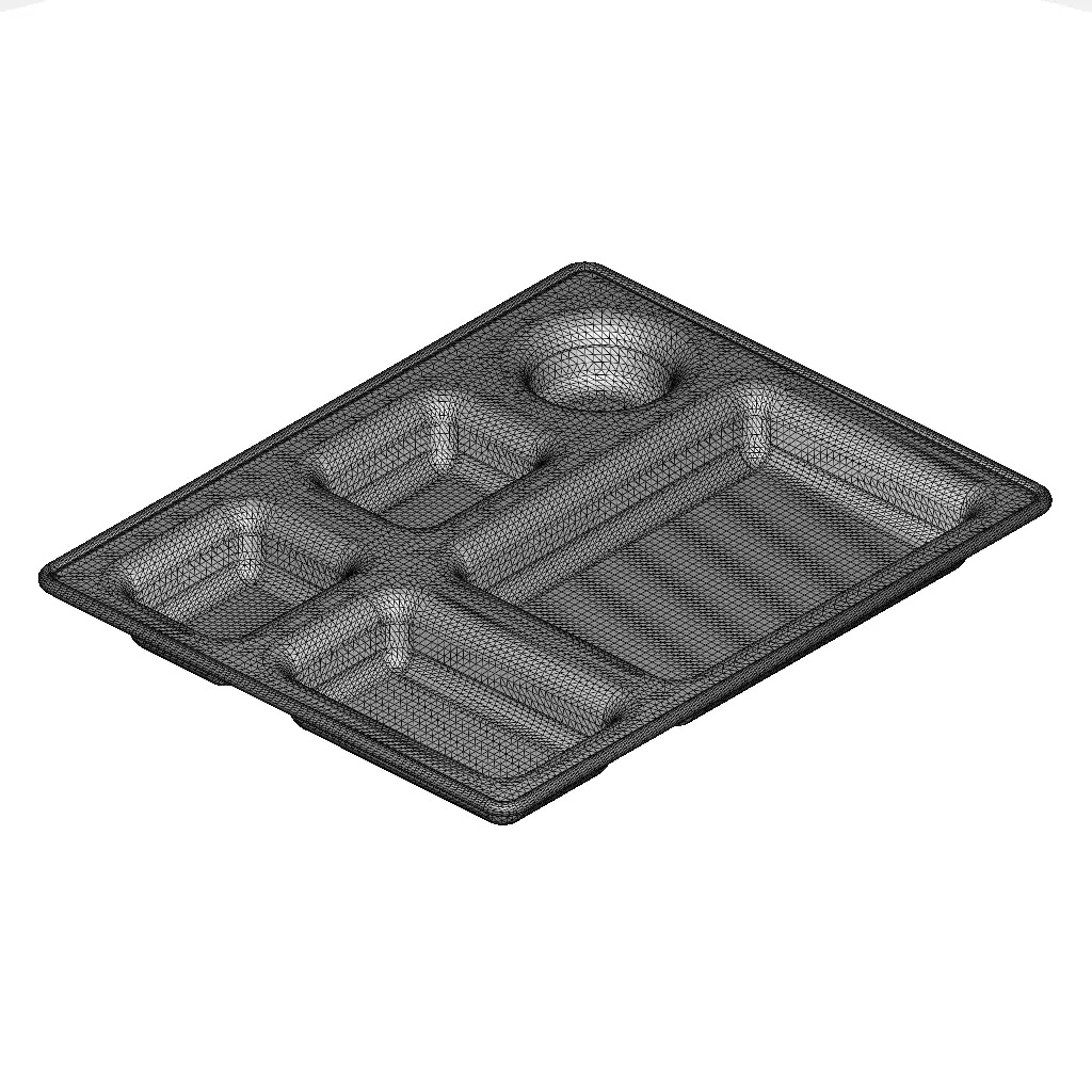 Plastic Elegant Compartment Dinner Plate 3D model_5