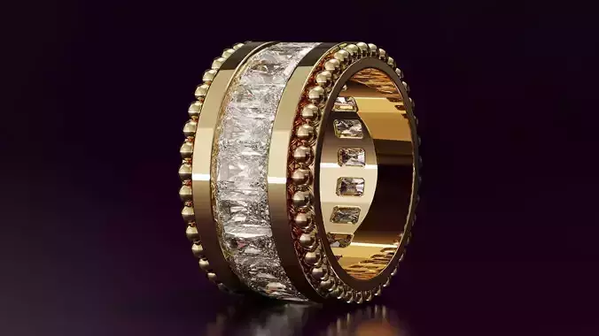 Channel Set Radiant cut eternity ring with bead N04 5565CT EU54