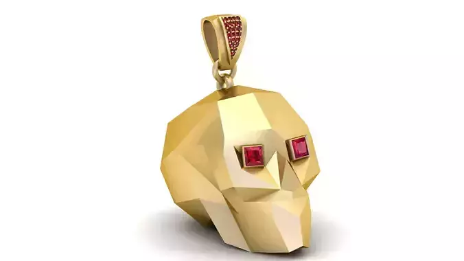 Geometric Gold Skull Pendant 3D Printable  Model