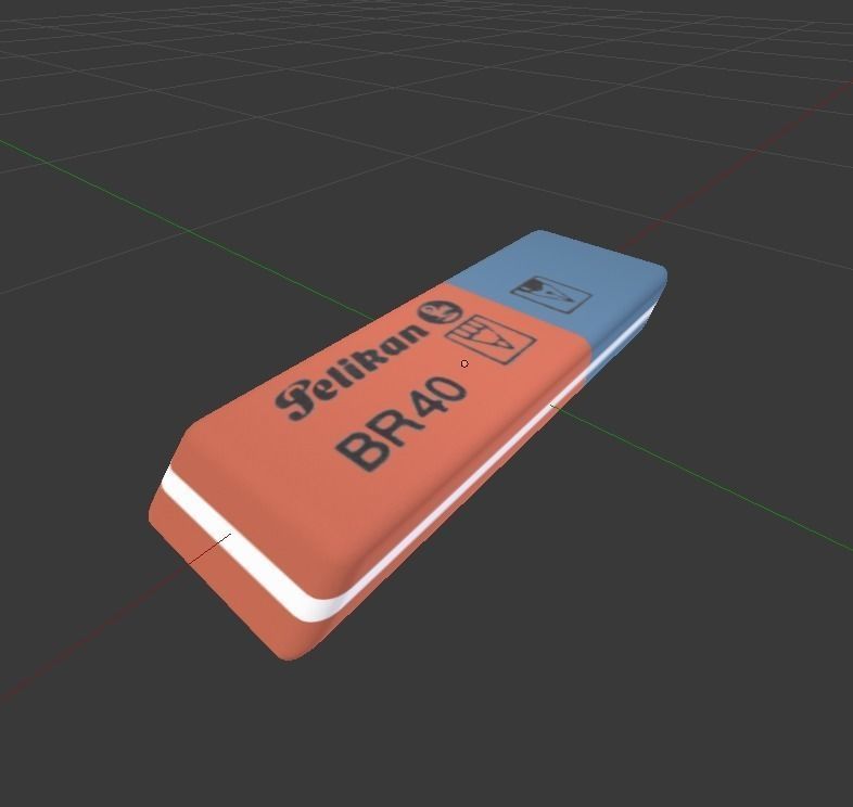 Eraser orange pencil on table Low-poly 3D model_7